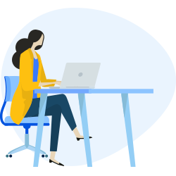 icon typing on computer at desk